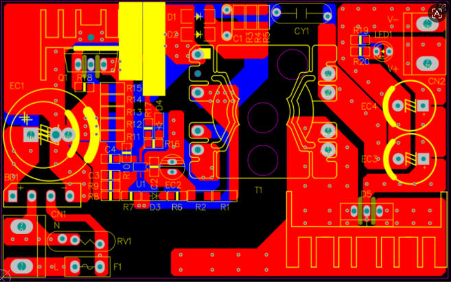 12V5A反激恒流恒壓電源方案60W，主芯片PL3322C+DK5V100R10ST1